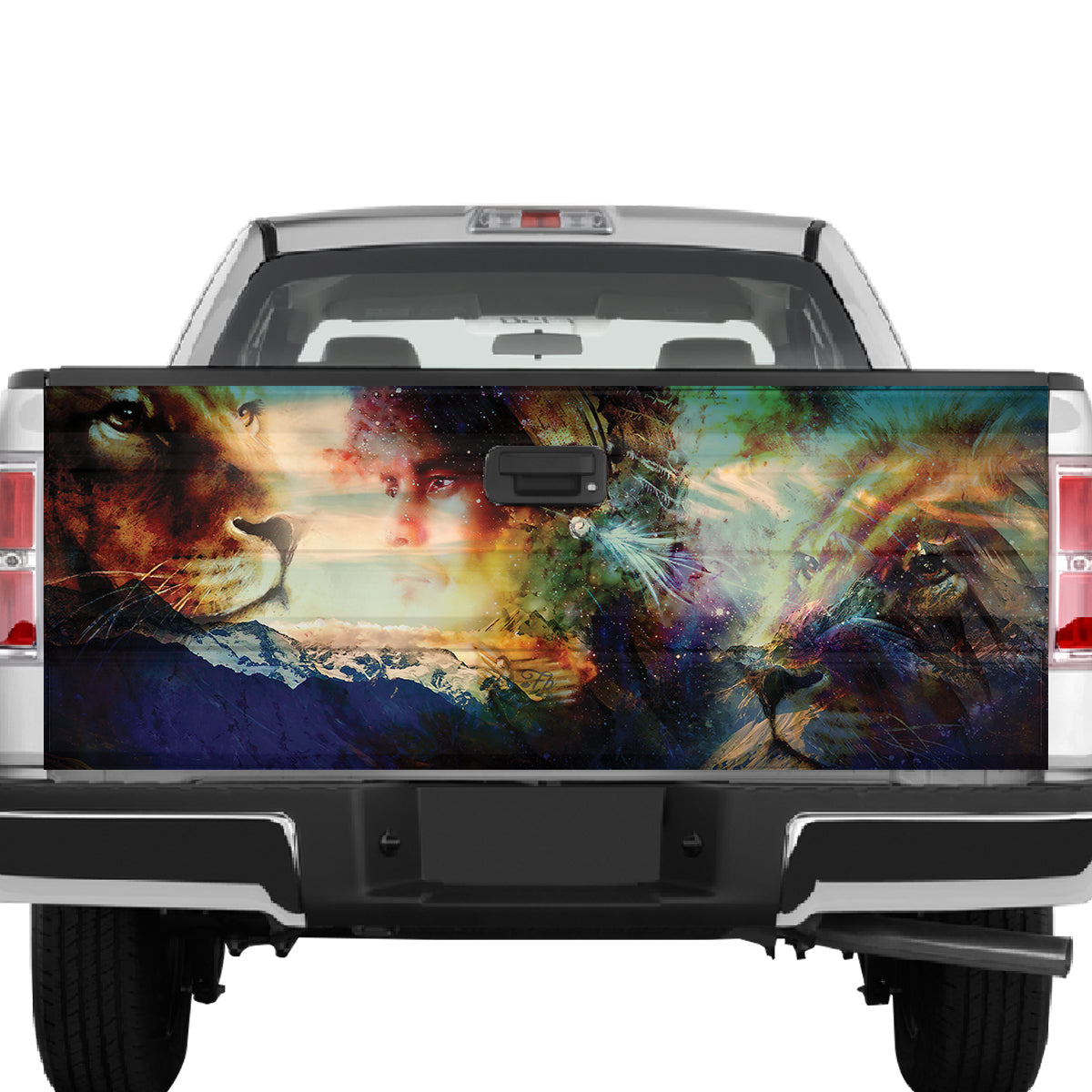 Petthouse | Christ Lion Tailgate Wrap Fanciful Art Wrap Christ Tailgate Cover Lion Mountain Cover Car Decor