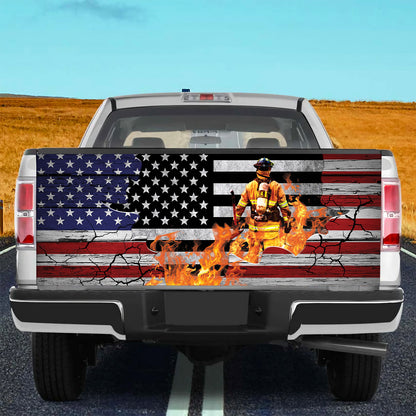 Petthouse | Firefighter Tailgate Wrap, Firefighter Crack Wood Tailgate Wrap, Crack Hole Tailgate Wrap