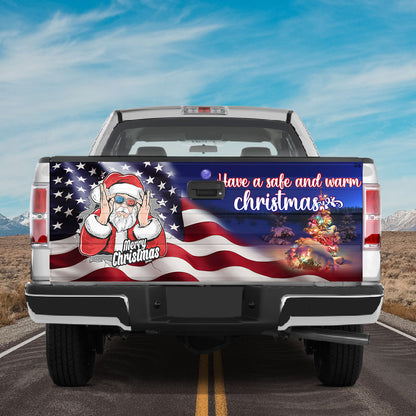 Petthouse | Hippie Santa Claus Tailgate Wrap, Have A Safe And Warm Christmas, Xmas Car Decor