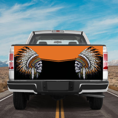 Petthouse | Tribal Skull Art Tailgate Wrap Native Indian Skull Cover Native Style Cover Car Decoration