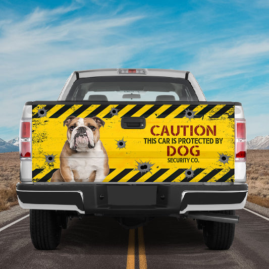 Petthouse | English Bulldog Caution Tailgate Decals Vinyl Graphic Decal Sticker Dog Graphic Wrap Vinyl