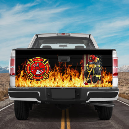 Petthouse | Firefighter Tailgate Wrap, Firefighter Logo Tailgate Wrap, Usa Firefighter Tailgate Wrap