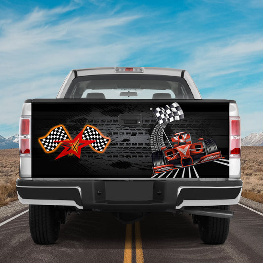 Petthouse | Racing Flag Tailgate Wrap Car Racing Wrap Wheel Tire Pattern Cover Racing Lover Cover Car Decor