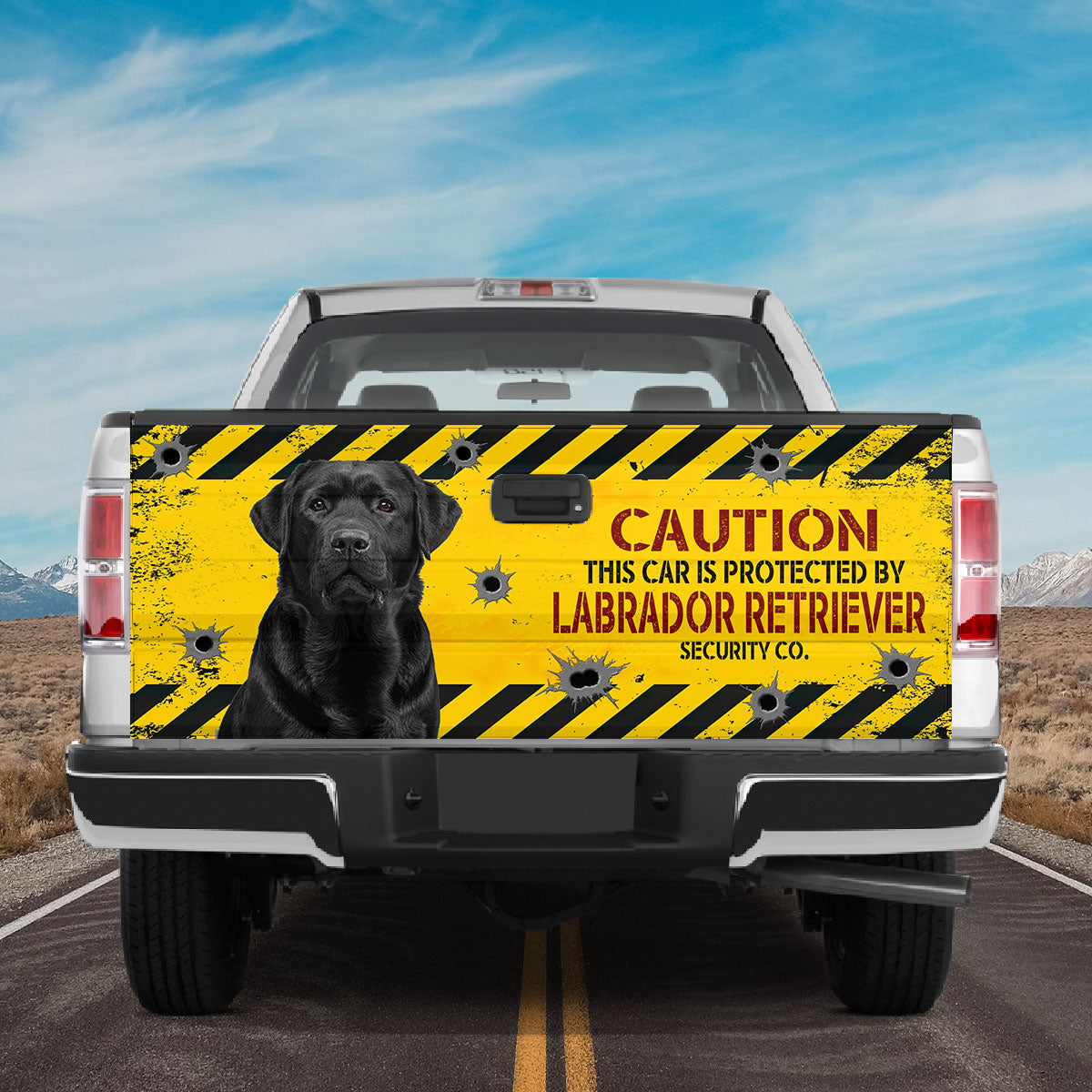 Petthouse | Labrador Retriever Truck Tailgate Wrap Caution This Car Is Protected Tailgate Sticker Car Decor