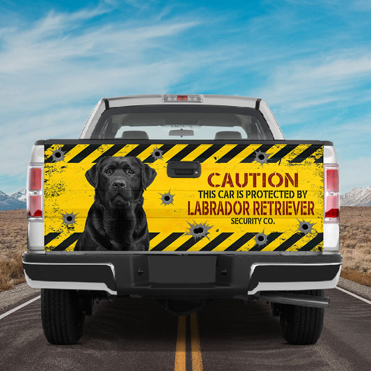 Petthouse | Labrador Retriever Truck Tailgate Wrap Caution This Car Is Protected Tailgate Sticker Car Decor