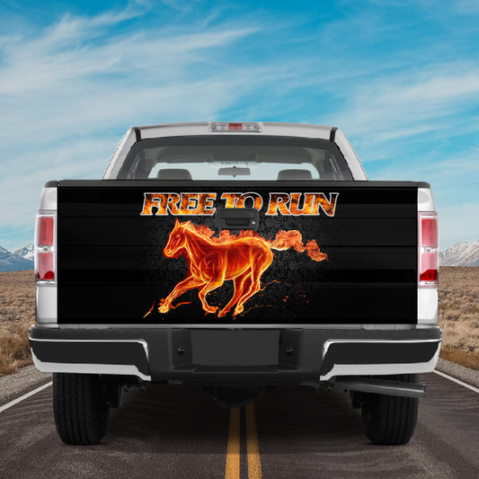 Petthouse | Free To Run Fire Horse Vinyl Tailgate Wrap, Free Horse Decal Wrap, Wild Horse Sticker