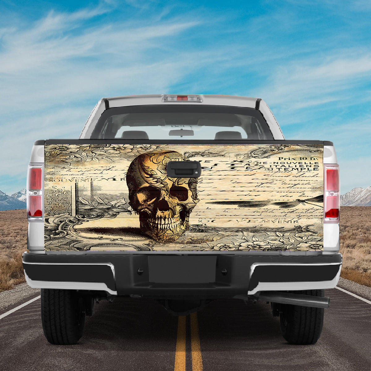 Petthouse | Skull Smile Vintage Floral Tailgate Decal Skull Lover Halloween Gift