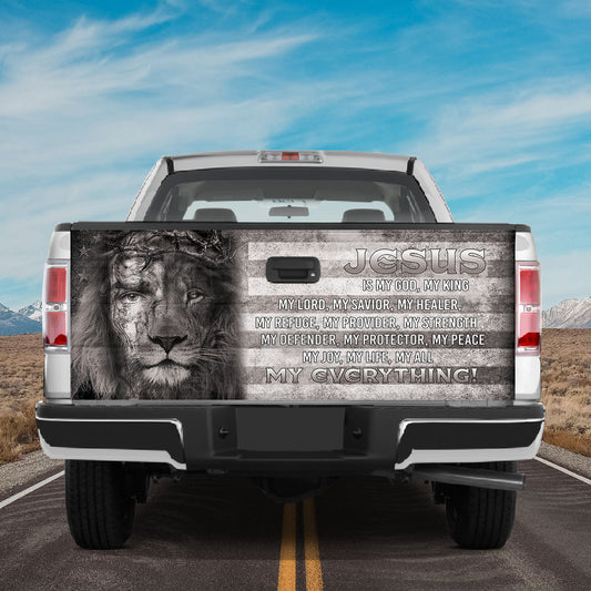 Petthouse | Jesus Is My God My King My Everything Tailgate Wrap Decal Lion Christian Sticker Truck Decor