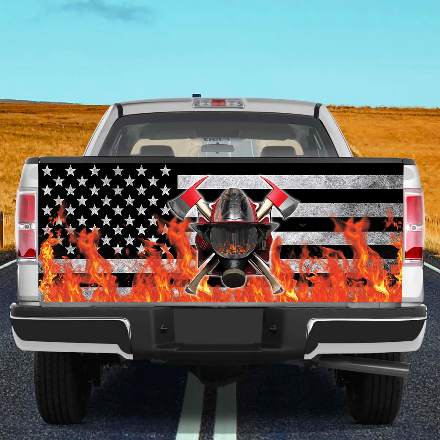 Petthouse | Firefighter Tailgate Wrap, Firefighter Logo Tailgate Wrap, Thin The Blue, Police Gift