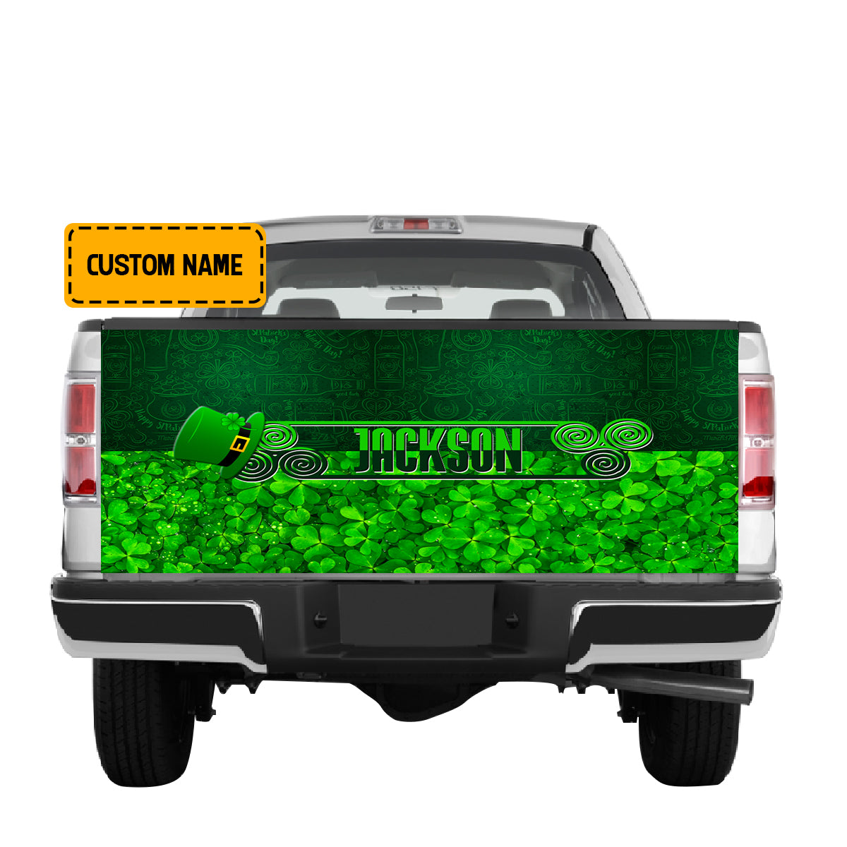 Petthouse | Clover Tailgate Wrap Custom Name Tailgate Wrap Irish Tailgate Cover Happy St Patrick's Day