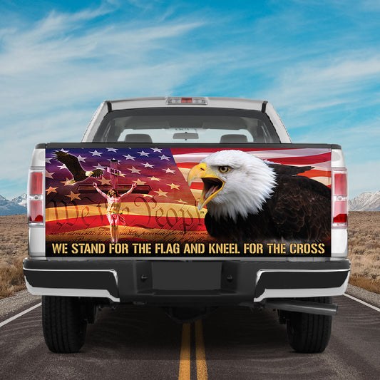 Petthouse | Eagle American Flag Tailgate Wrap We Stand For The Flag Tailgate Decal Jesus Christ