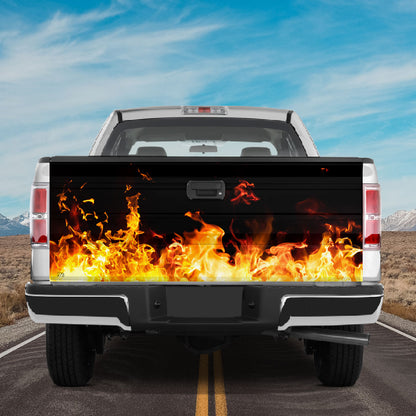 Petthouse | Flame Tailgate Wrap, Red Fire Tailgate Wrap, Car On Fire Tailgate Wrap, Flame Fire Tailgate Decal