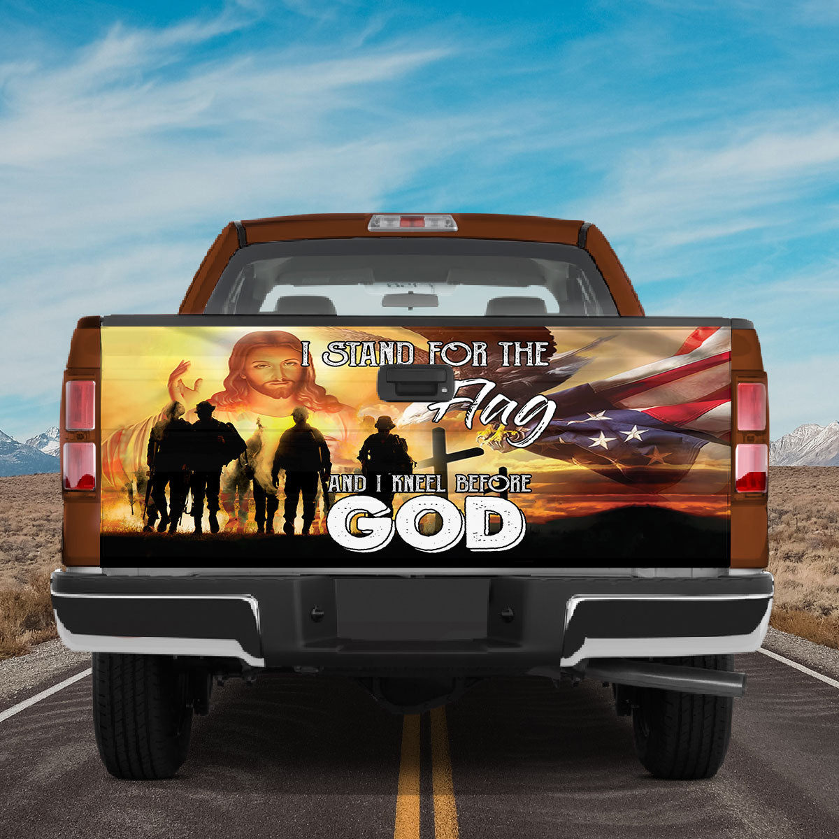 Petthouse | Stand For The Flag Truck Tailgate Wrap Kneel Before God Truck Tailgate Decal Car Accessories