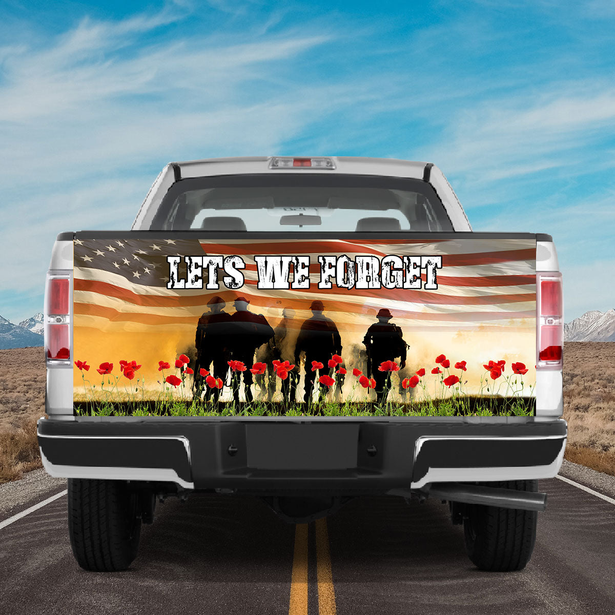 Petthouse | Us Flag Veteran Truck Tailgate Wrap Veteran Memorial Lets We Forget Poppy Flower Remembrance Day