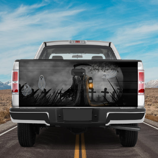 Petthouse | Grim Reaper Halloween Tailgate Wrap Boo Ghost Halloween Scary Night