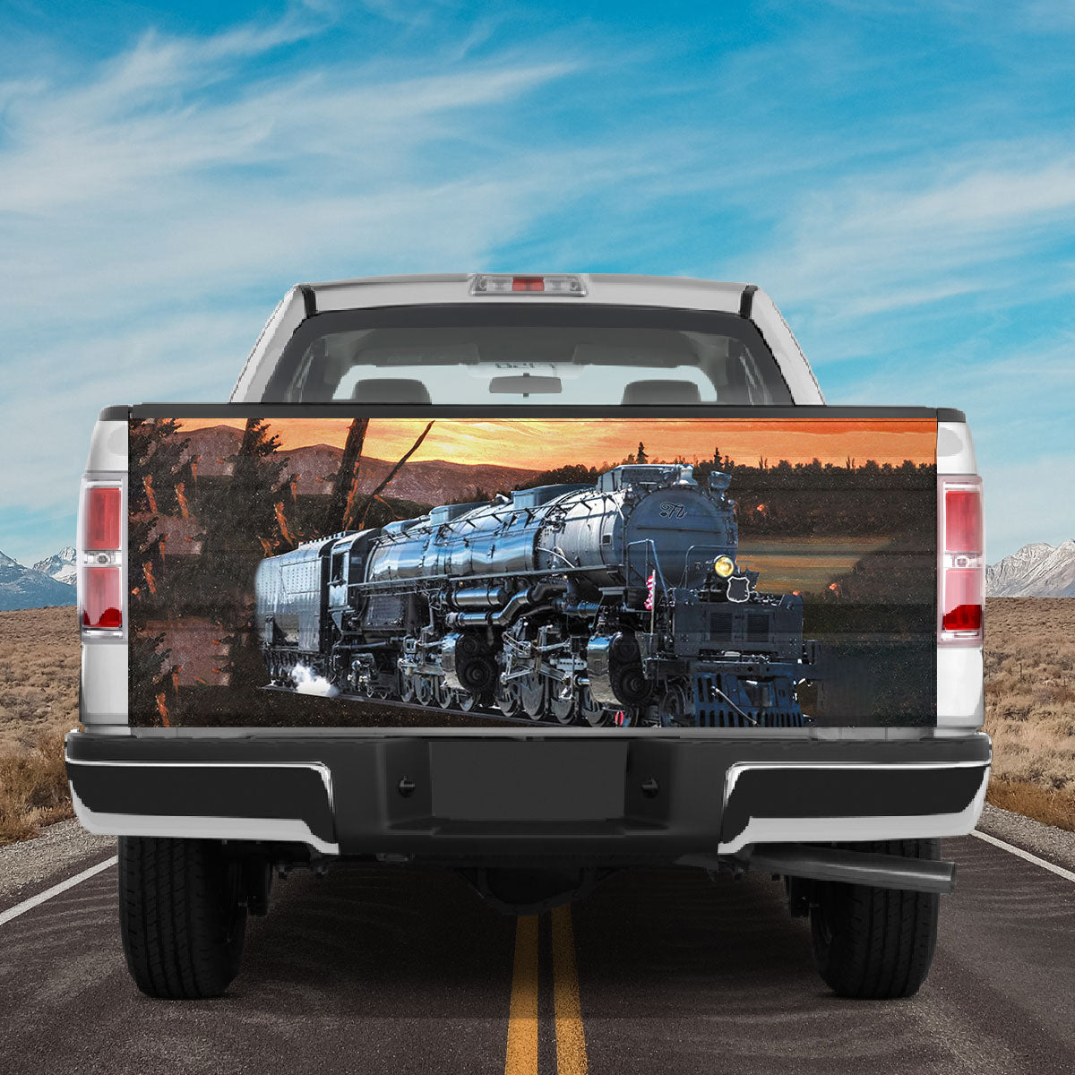 Petthouse | Train Artwork Tailgate Wrap Locomotive Tailgate Cover Train Image Tailgate Wrap Car Decoration