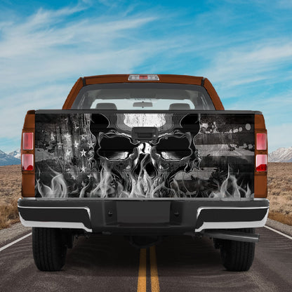 Petthouse | Camping Hell Skull Head Tailgate Wrap Horned Skull Tailgate Vinyl Graphic Wrap Gift For Active Boys