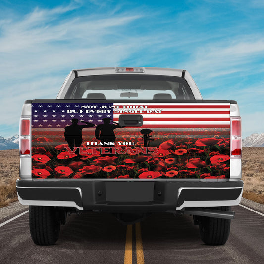 Petthouse | Not Just Today But Every Single Day Thank You Veteran Poppy Tailgate Wrap Decal Veteran's Day Decor