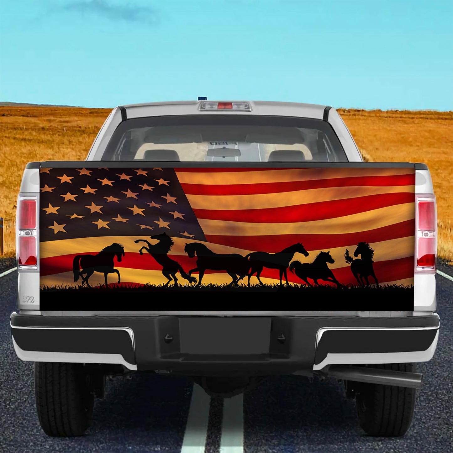 Petthouse | Horse American Flag Truck Tailgate Wrap Decal Horse Truck Vinyl Wrap American Flag Patriotic