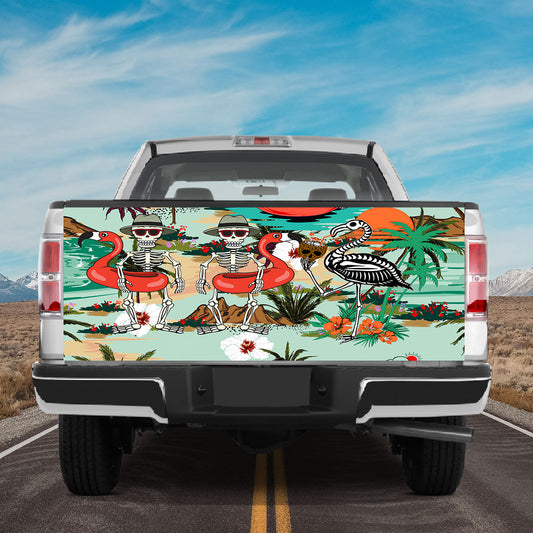 Petthouse | Mexico Style Skeleton Tailgate Wrap Summer Beach Artwork Tailgate Cover Car Decoration