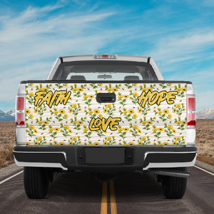 Petthouse | Faith Hope Love Tailgate Wrap Sunflower Pattern Wrap Floral Wrap Hippie Style Decor