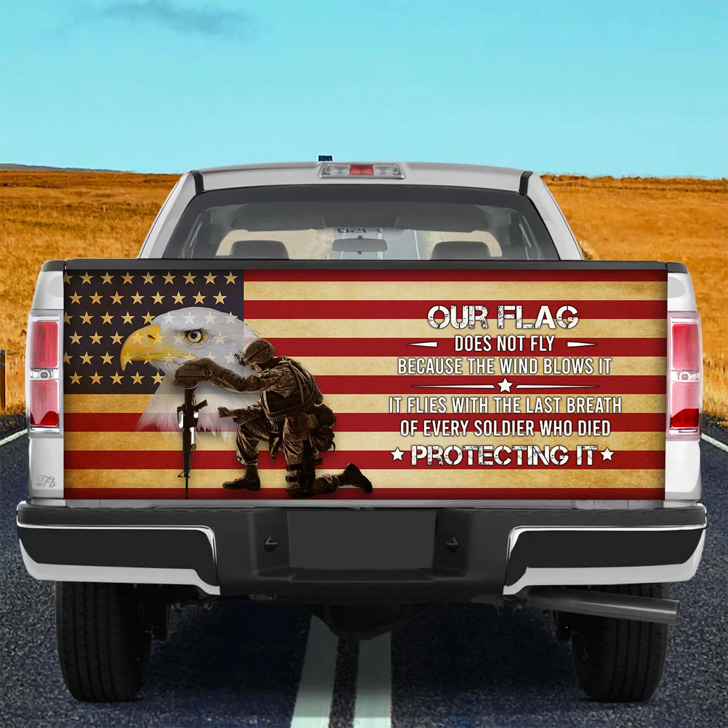 Petthouse | America Veteran Wrap Protecting Our Flag Wrap America Flag Tailgate Wrap Patriot Car Decoration