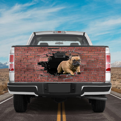 Petthouse | French Bulldog Tailgate Wraps For Trucks Dog Broken Brick Print Graphic Wraps Dog Owner Gifts