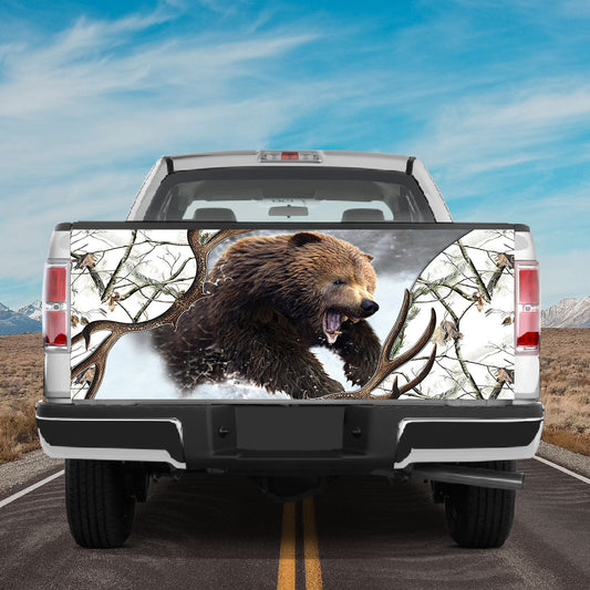 Petthouse | Wild Bear Printed Tailgate Wrap Brown Bear Hunting Tailgate Cover Hunter Tailgate Cover Car Decor