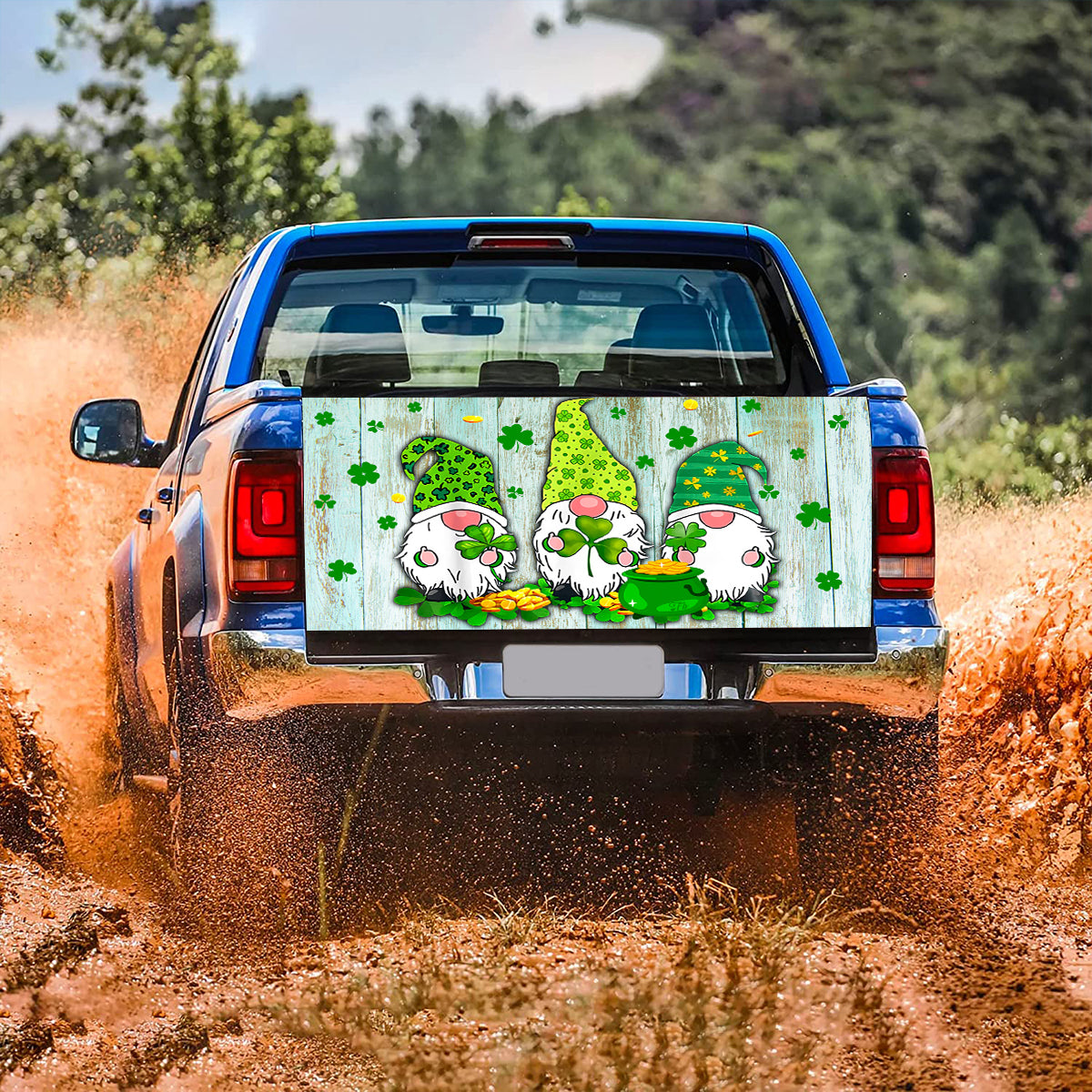 Petthouse | Gnomes Irish Tailgate Wrap Clover Tailgate Cover Cartoon Tailgate Wrap Happy St Patrick's Day