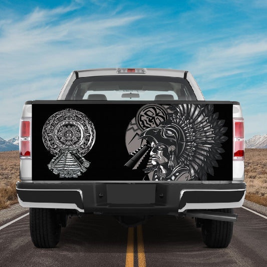 Petthouse | Aztec Sun Pattern Tailgate Wrap Aztec Warrior Tailgate Cover Aztec Pattern Wrap Car Decoration