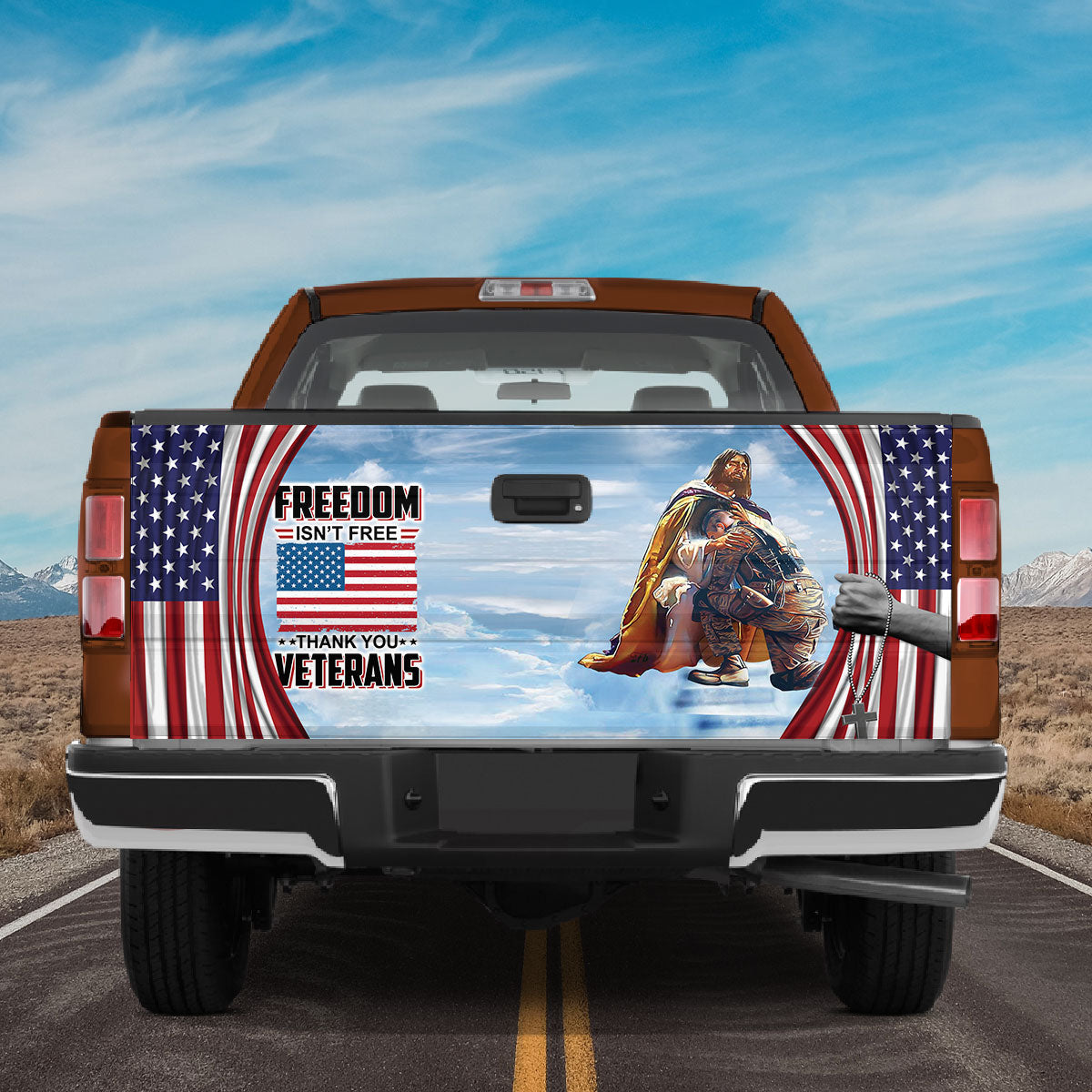 Petthouse | Veteran Truck Tailgate Decal Wrap Freedom Isn’t Free Tailgate Sticker Patriotic Car Decorations