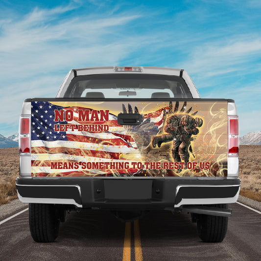 Petthouse | Eagle American Flag Veteran No Man Left Behind Tailgate Wrap Vinyl Graphic Decal Sticker