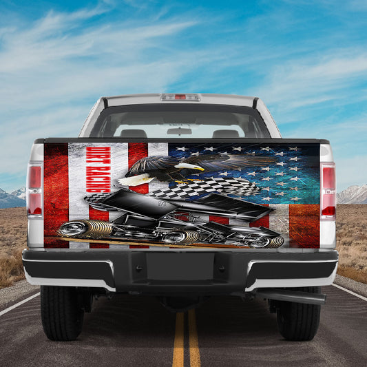 Petthouse | Eagle Dirt Racing Truck Tailgate Decal Car Racing Dirty Flag American Flag Vintage Racing Lover