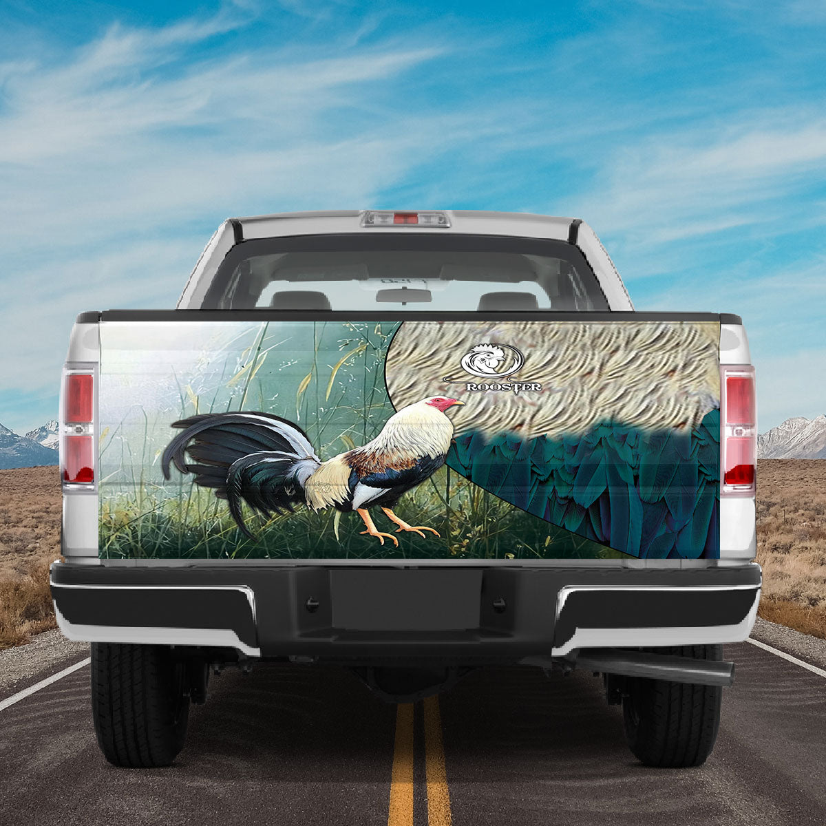 Petthouse | Rooster Tailgate Wrap Rooster Artwork Tailgate Wrap Feather Pattern Tailgate Wrap Car Decoration