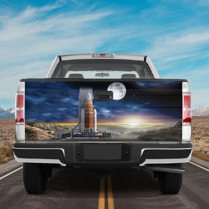 Petthouse | Rocket Moon Night Tailgate Wrap Decal Rocket Sticker Truck Decoration Father Gift Idea