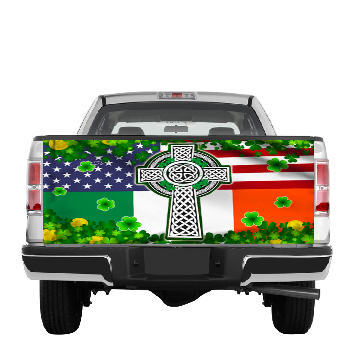 Petthouse | Irish Celtic Cross Shamrock Happy St Patritck Day Tailgate Wrap Irish By Blood American By Birth