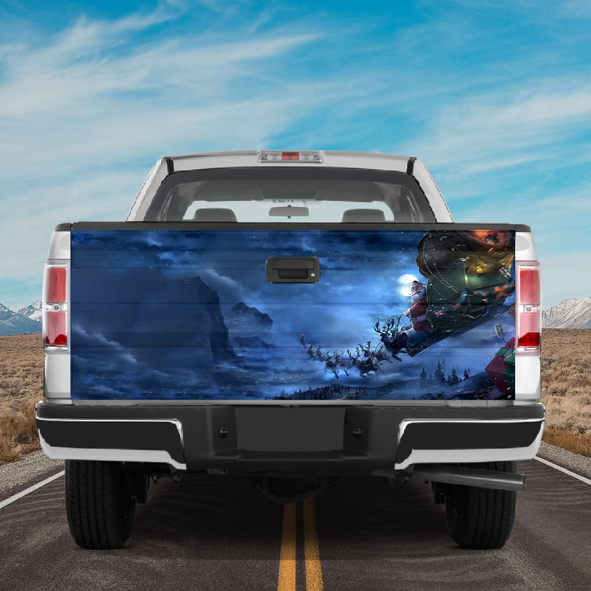 Petthouse | Christmas Sleigh Tailgate Wrap, Santa Nightmare Tailgate Wrap, Christmas Night Tailgate