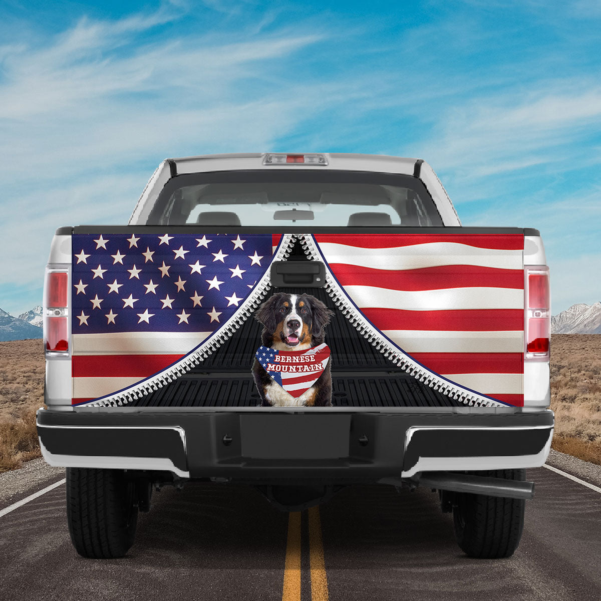 Petthouse | Bernese Mountain American Flag Car Decal\ndog Patriotic Tailgate Vinyl Graphic Wrap