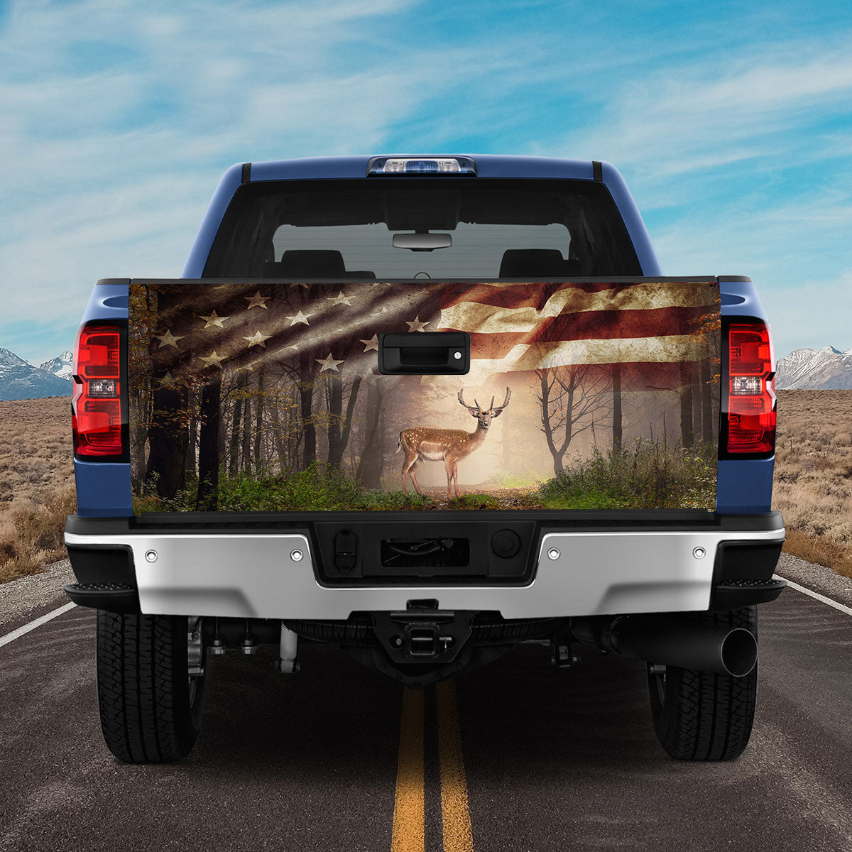 Petthouse | Deer Hunting Tailgate Wrap, Grunge Usa Flag Tailgate Wrap, Deer Hunting For Life