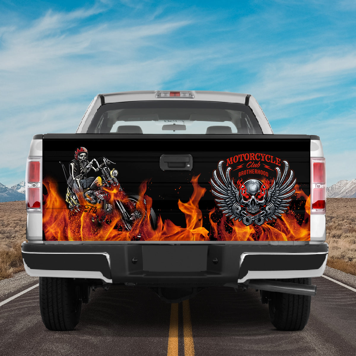 Petthouse | Motorcycle Club Tailgate Wrap Brotherhood Wrap Skull Racing Wrap Skeleton Racer Wrap