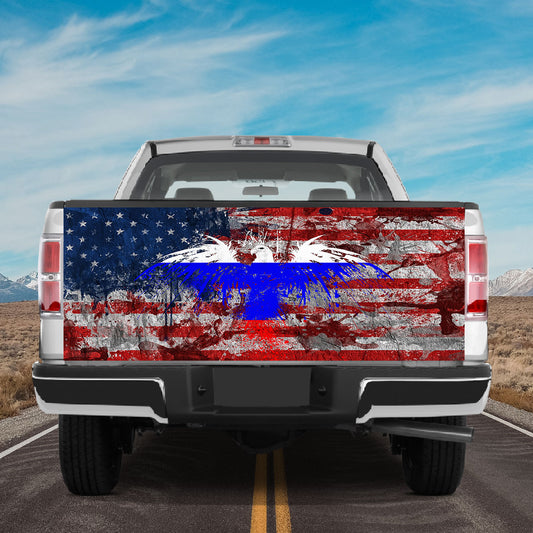 Petthouse | America Flag Eagle Painting Tailgate Wrap Eagle Watercolor Art Cover American Flag Wrap For Patriot