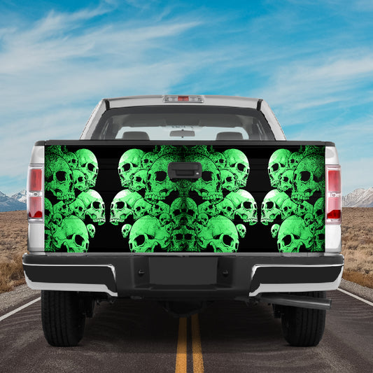 Petthouse | Green Skull Pattern Creepy Halloween Car Decoration Tailgate Wrap Husband Car Decor