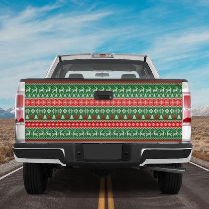 Petthouse | Deer Christmas Pattern Talgate Wrap, Deer Christmas Ugly Pattern Holiday Truck Decor