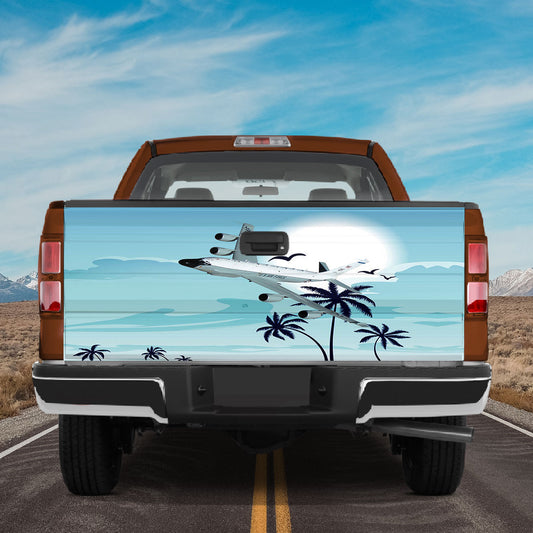 Petthouse | Airplane Flying Across The Beach During Sunrise Painting Tail Gate Decal