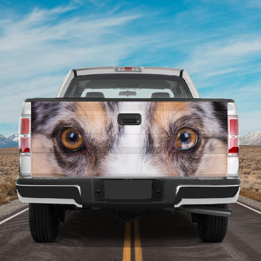 Petthouse | Australian Shepherd Tailgate Wraps For Trucks Dog Close Up Portrait Picture Funny Vinyl Tailgate