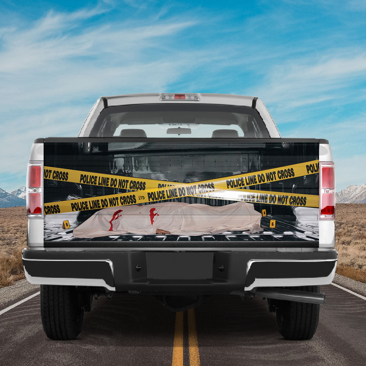 Petthouse | Creepy Halloween Dead Tailgate Wrap Police Line Do Not Cross Funny Car Wrap Truck Fun Car Decor