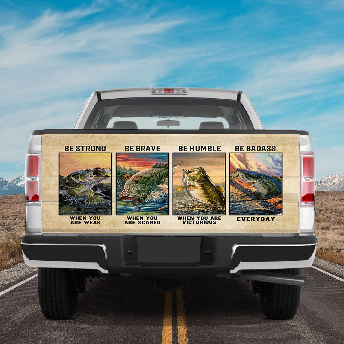 Petthouse | Bass Fishing Truck Tailgate Wrap Fishing Be Strong Be Brave Be Humbler Fishing Lover Gift