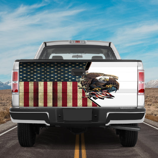 Petthouse | Eagl3 American Flag Tailgate Decal One Nation Under God Decor Car