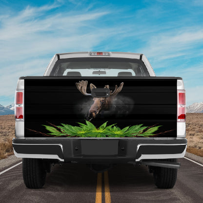 Petthouse | Mose Smoke Cannabjs Tailgate Wrap, Funny Moose Tailgate Wrap, Moose Hunter Tailgate Wrap