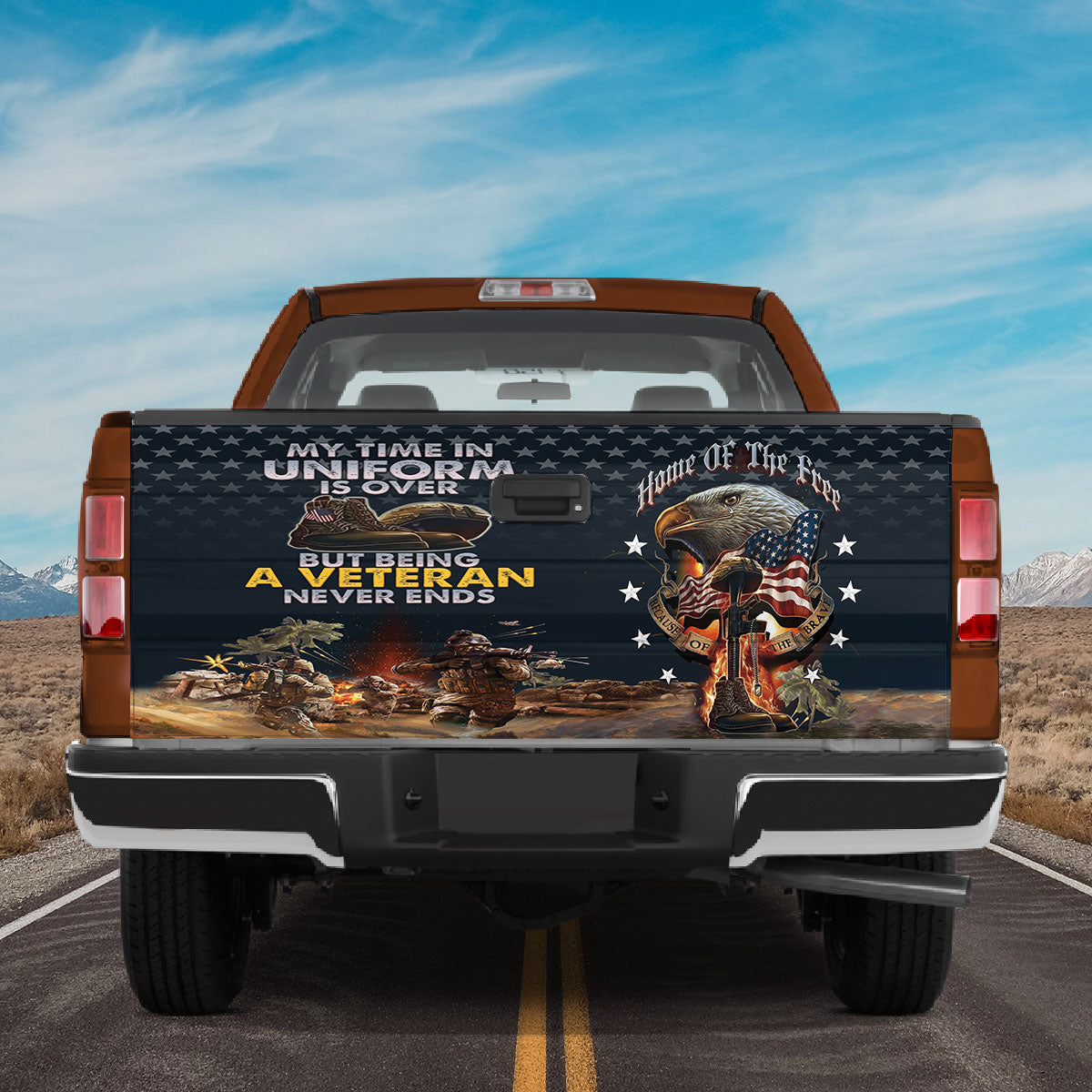 Petthouse | Army Veteran Truck Tailgate Decal Sticker Wrap Home Of The Free \ntailgate Mural Car Decor